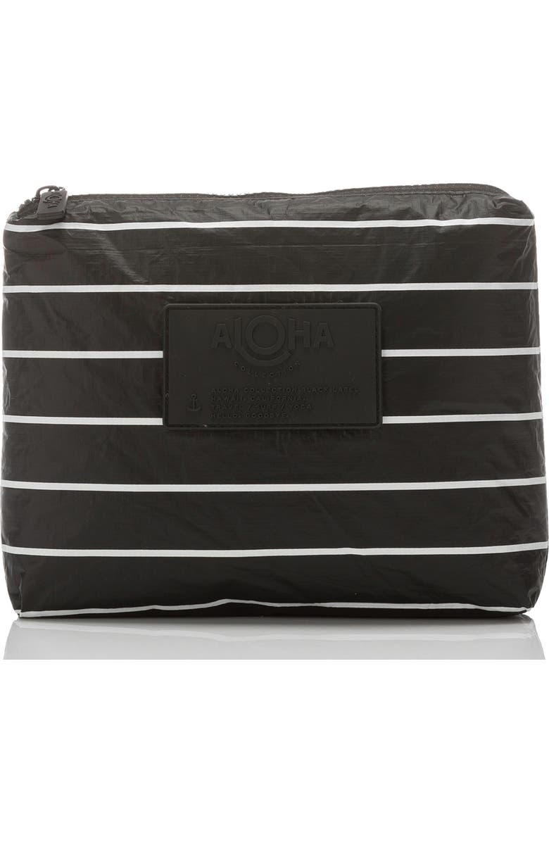 Aloha Collection Small Pinstripe Water Resistant Tyvek<sup>®</sup> Zip Pouch, Main, color, White/Black
