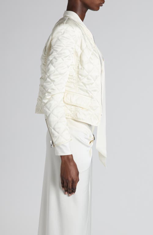 Tom Ford Quilted Silk Zip Jacket In Grunge White