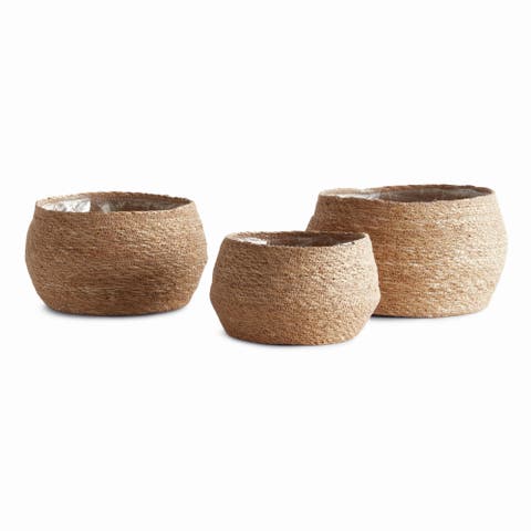 Seagrass Round Tapered Baskets, Set of 3 - Natural Color