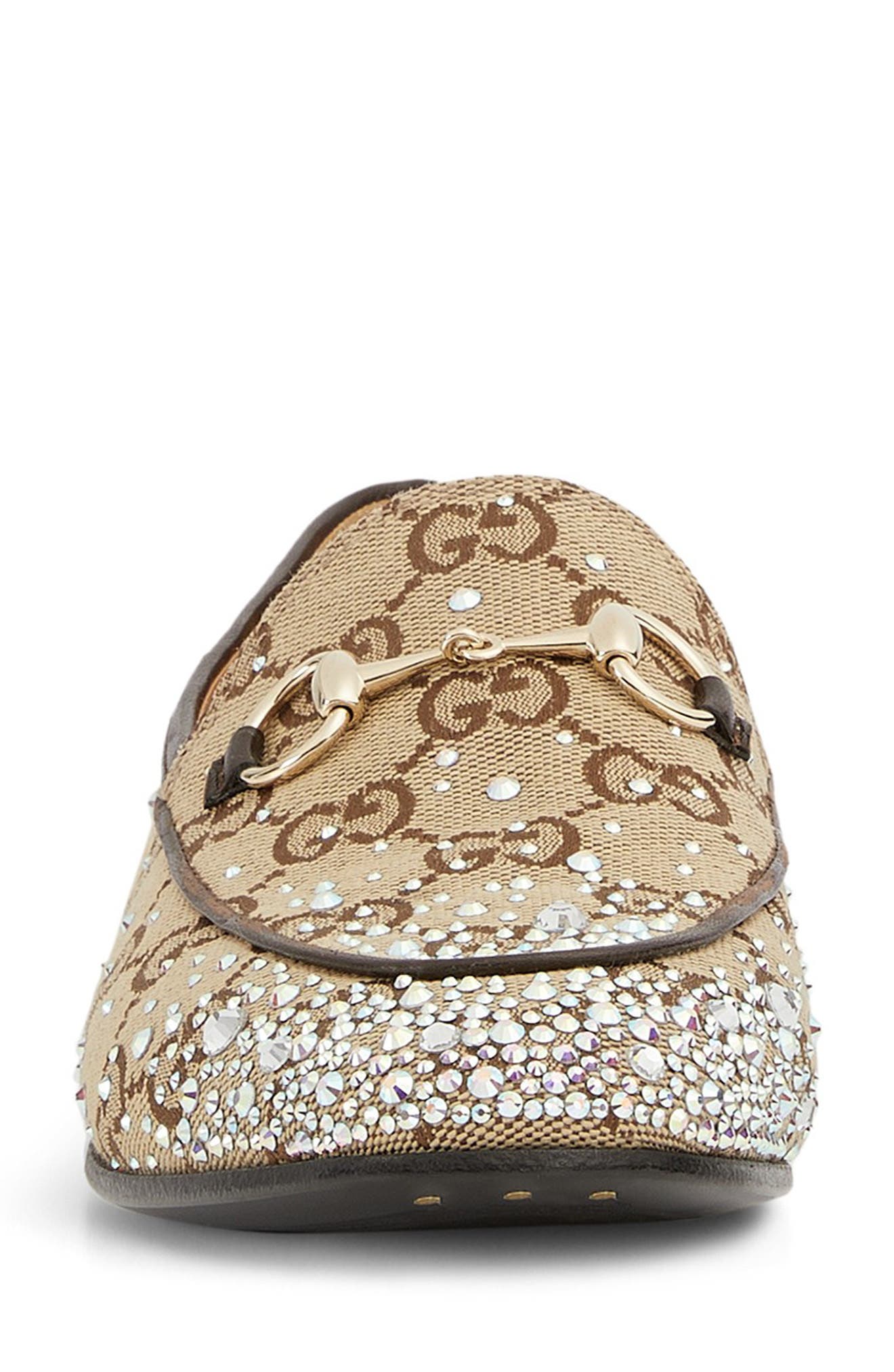 Gucci New Jordaan Crystal Embellished Horsebit Loafer, Alternate, color, 