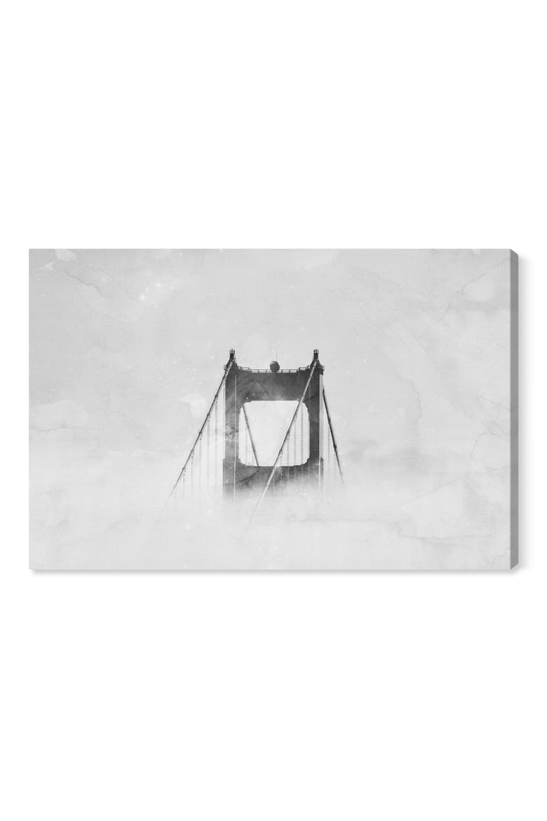 Up So High Golden Gate Bridge Canvas Wall Art, Main, color, WHITE