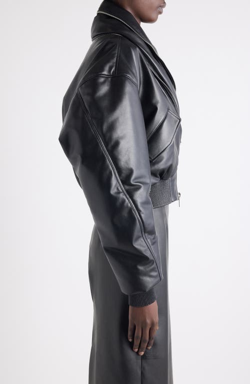 Givenchy Zip Shawl Collar Lambskin Leather Bomber Jacket In Brown
