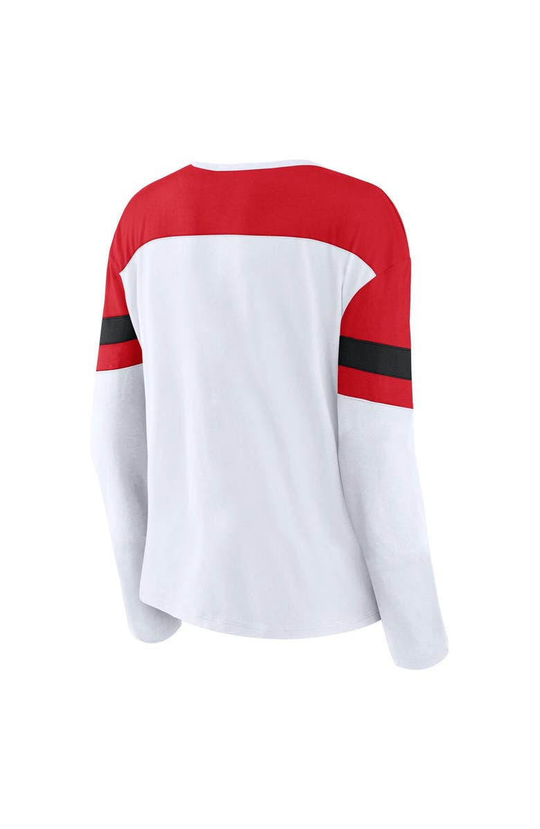 FANATICS Women's Fanatics White/Red Detroit Red Wings Frozen Long Sleeve Notch Neck T-Shirt, Alternate, color, White