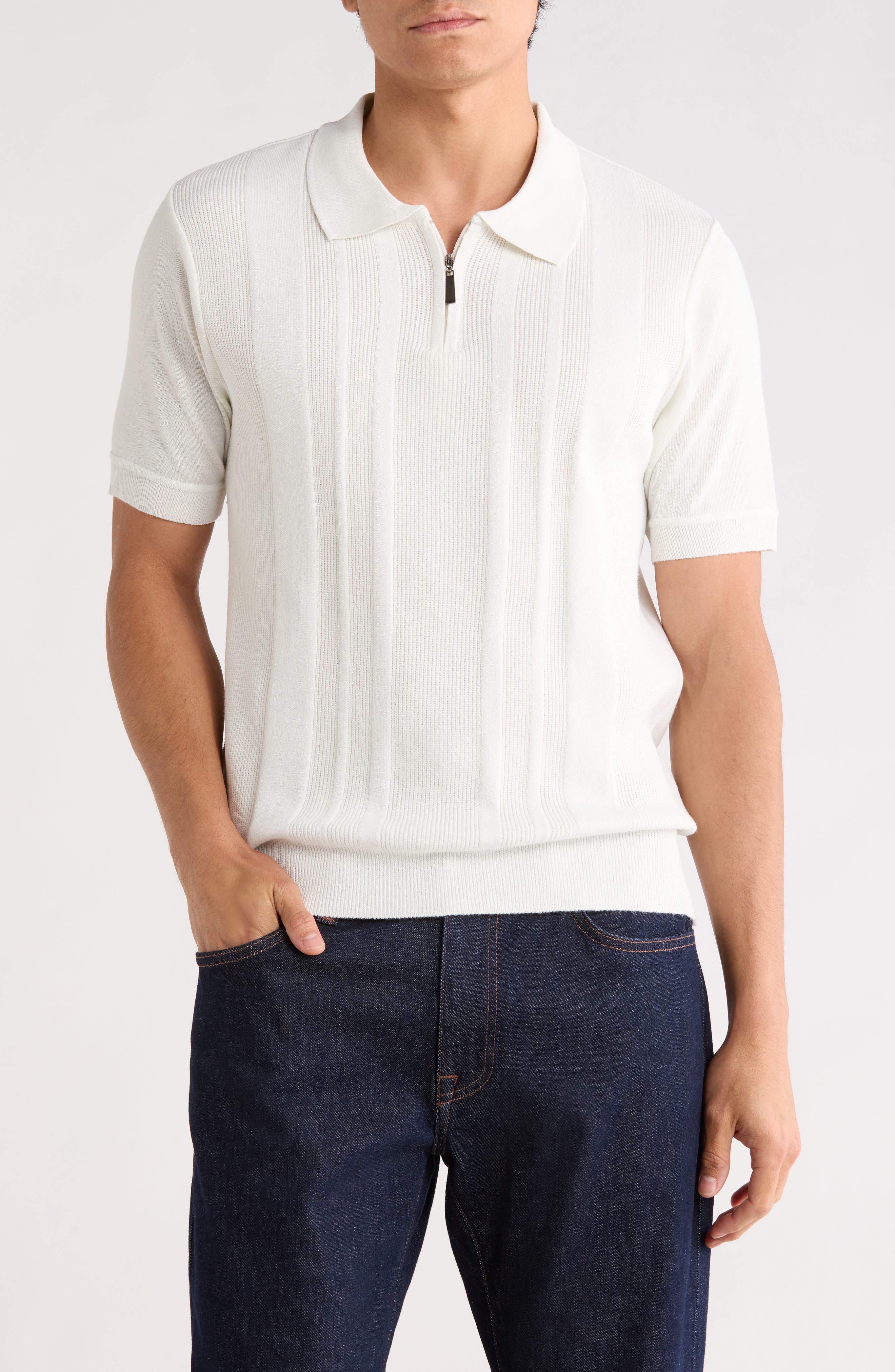 Half Zip Knit Polo Sweater - image 3