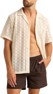 AUTO-REPLY™ Alex Raschel Square Knit Camp Shirt