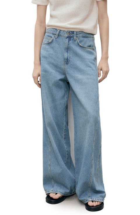 Mid Rise Baggy Ultra Wide Leg Jeans