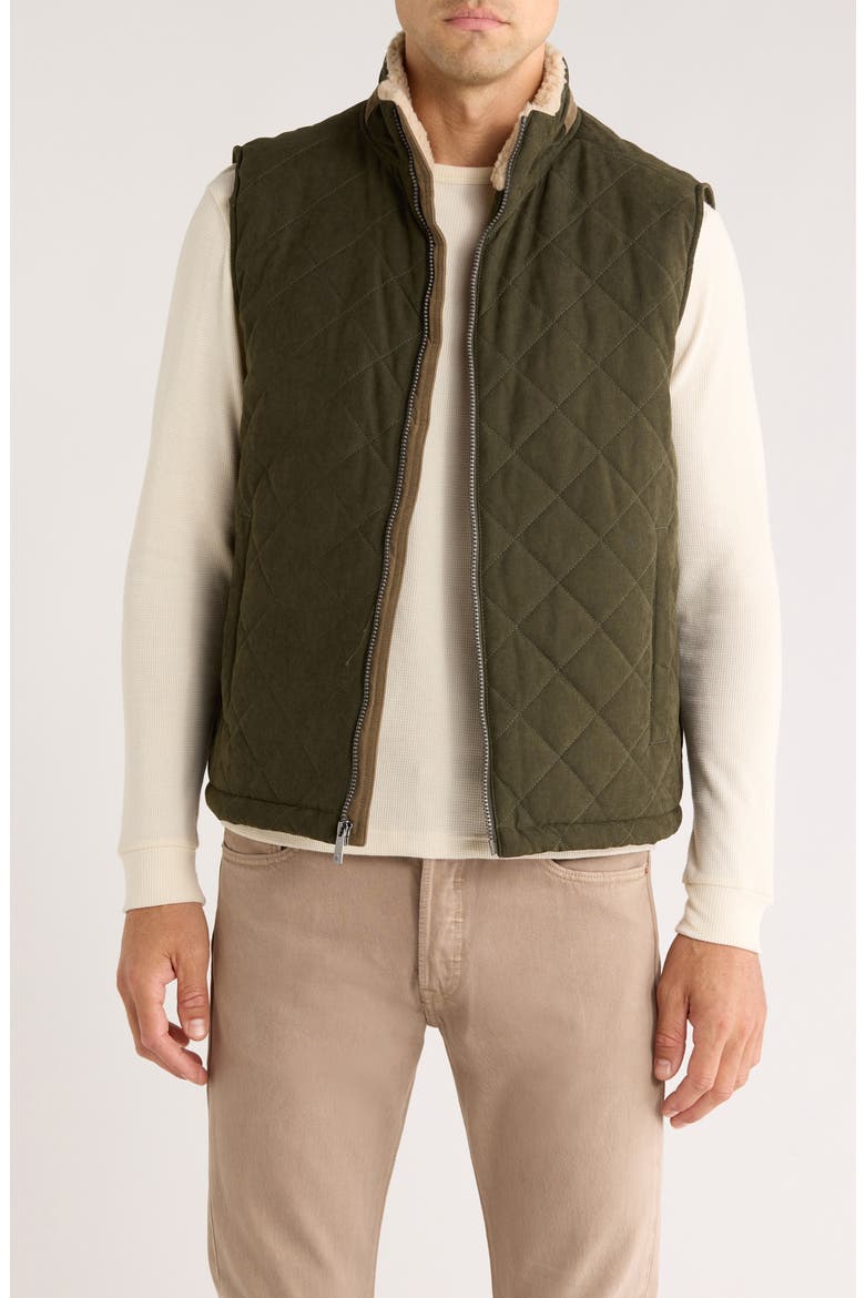 Faux Shearling Lined Quilted Vest, Main, color, FOREST