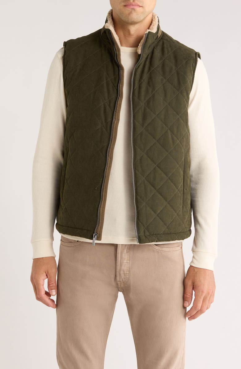 Rainforest Faux Shearling Lined Quilted Vest, Main, color, Forest