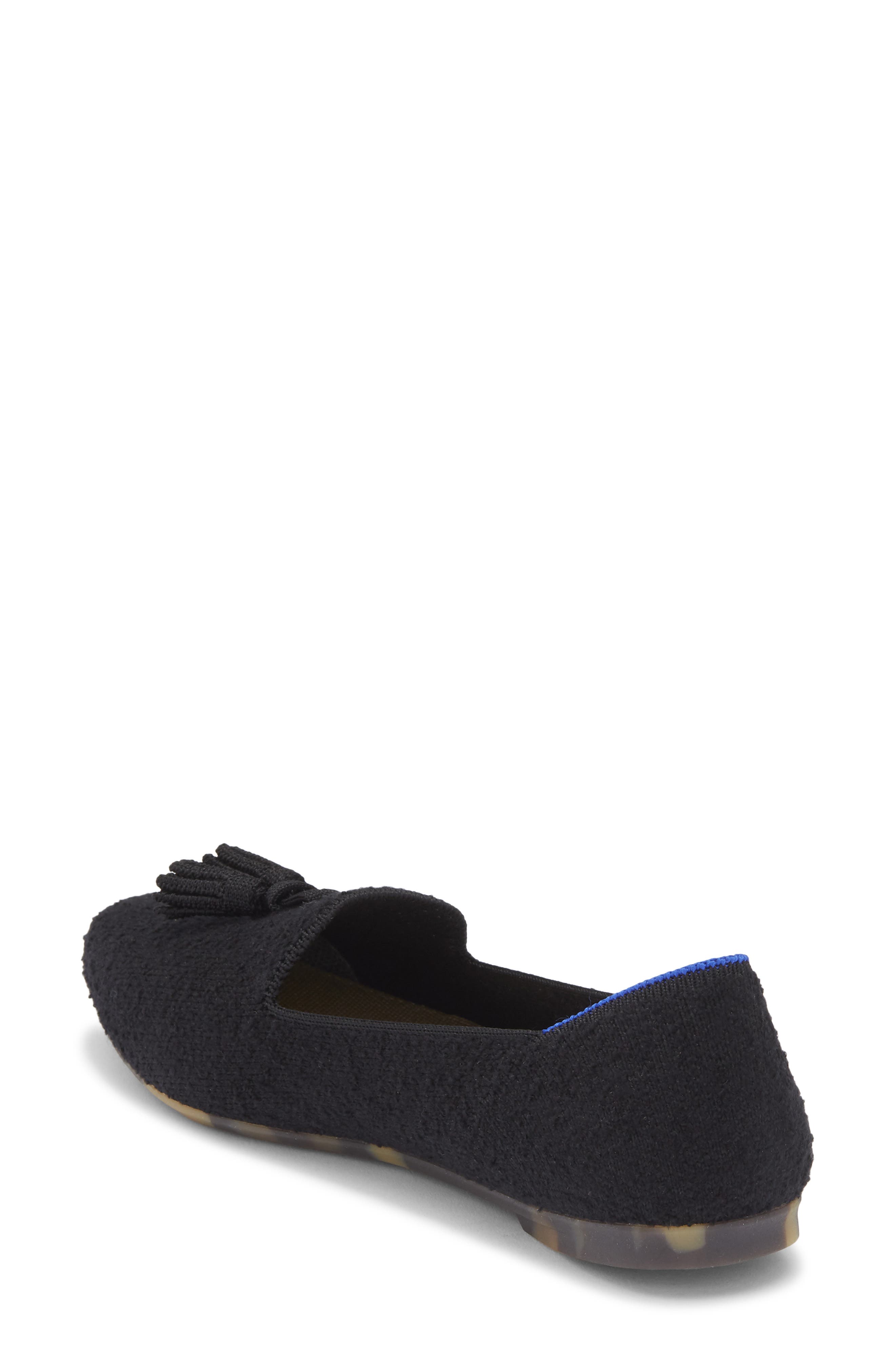 Almond Toe Tassel Flat, Alternate, color, BLACK BOUCLE