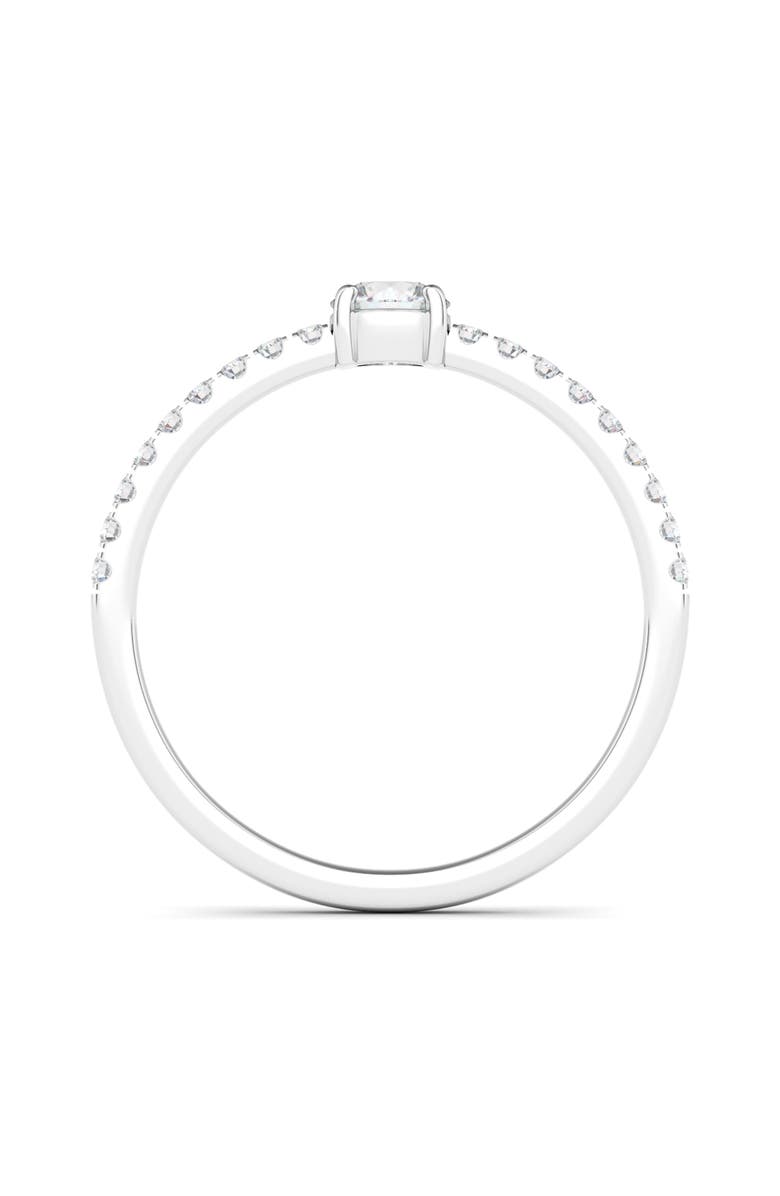 HauteCarat Lab Created Round Diamond & Pavé 14K Gold Ring, Alternate, color, 