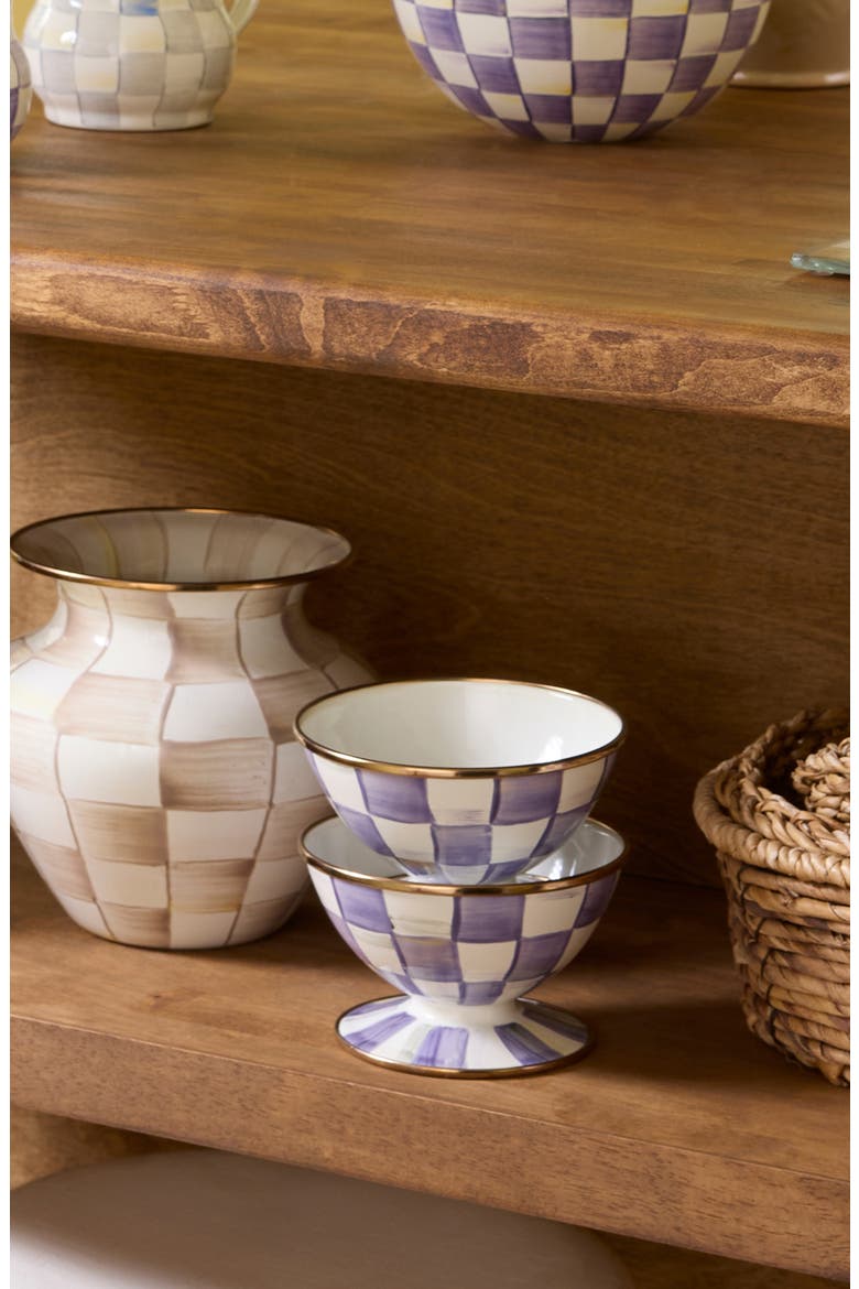 Violet Check Enameled Steel Ice Cream Dish, Alternate, color, VIOLET