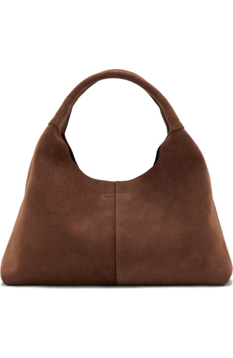 MANGO Suede Shoulder Bag, Main, color, Brown