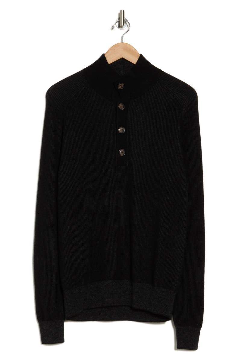 Amicale Rib Cashmere Mock Neck Sweater, Alternate, color, Blkgy