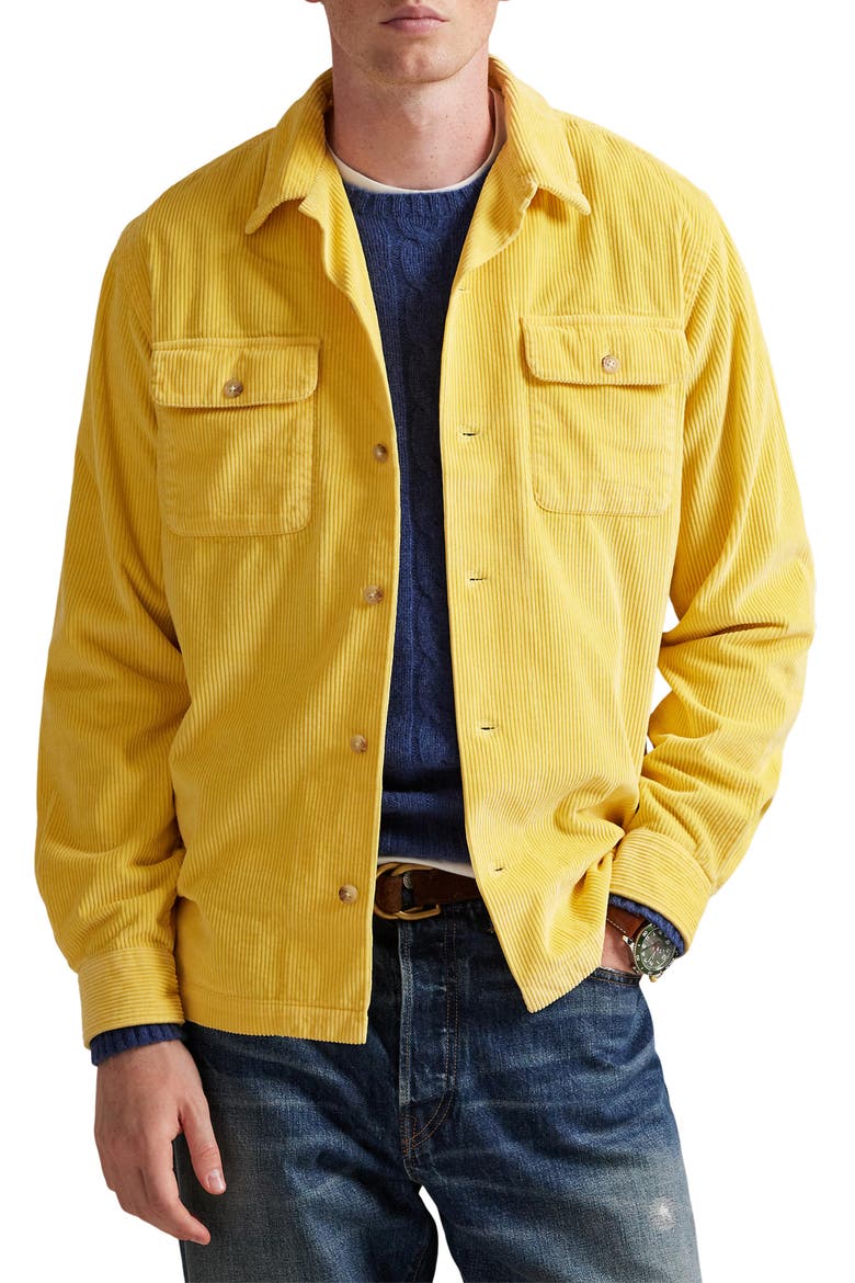 8 Wale Corduroy Shirt Jacket, Main, color, BEACH YELLOW