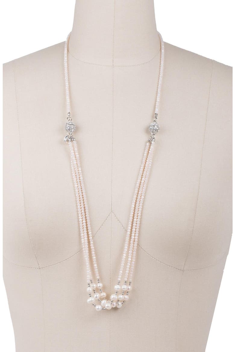 Convertible Crystal Beads & Pearls Necklace, Alternate, color, BLUSH