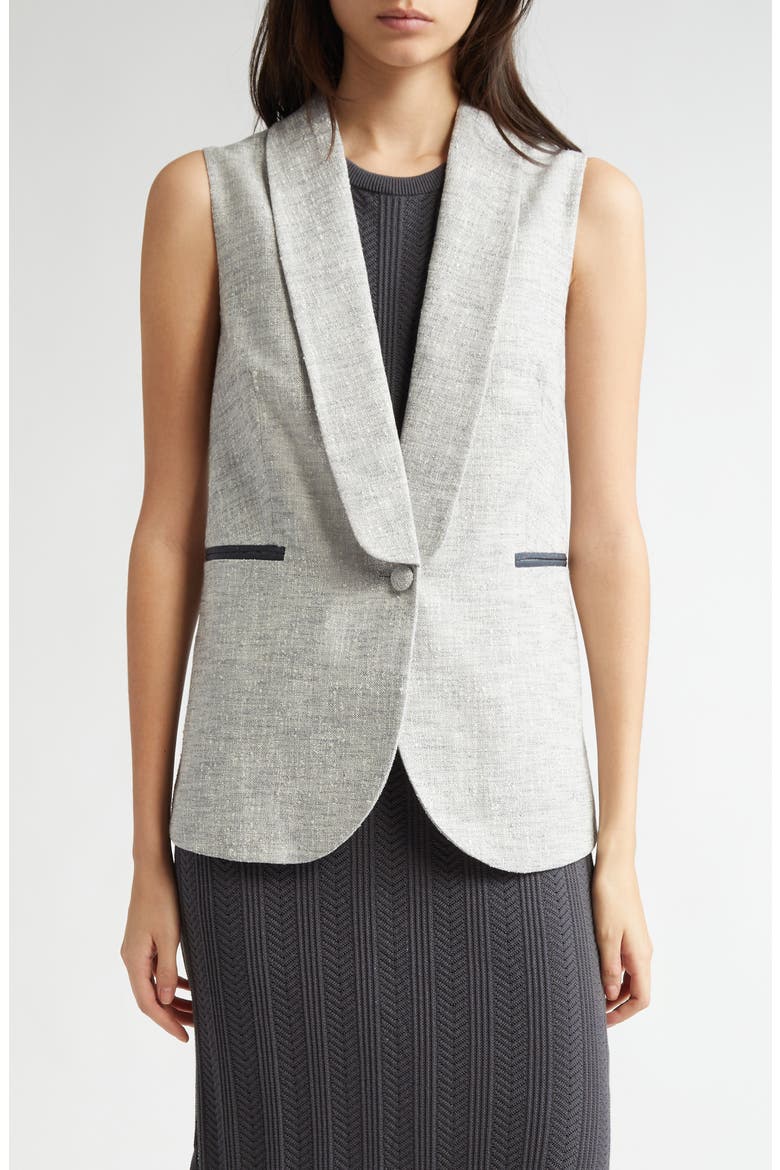 Shawl Collar Vest, Main, color, LIGHT MELANGE GREY