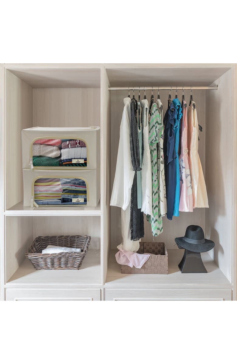 SORBUS 4-Pack Foldable Storage Boxes, Alternate, color, Beige