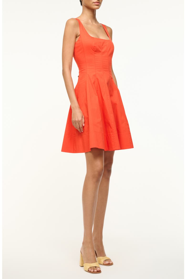 Wells Seamed Stretch Cotton Minidress, Alternate, color, CAYENNE