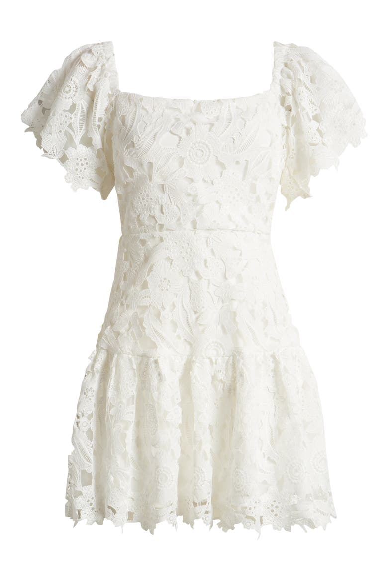 Flutter Sleeve Lace Minidress, Alternate, color, IVORY CLOUD