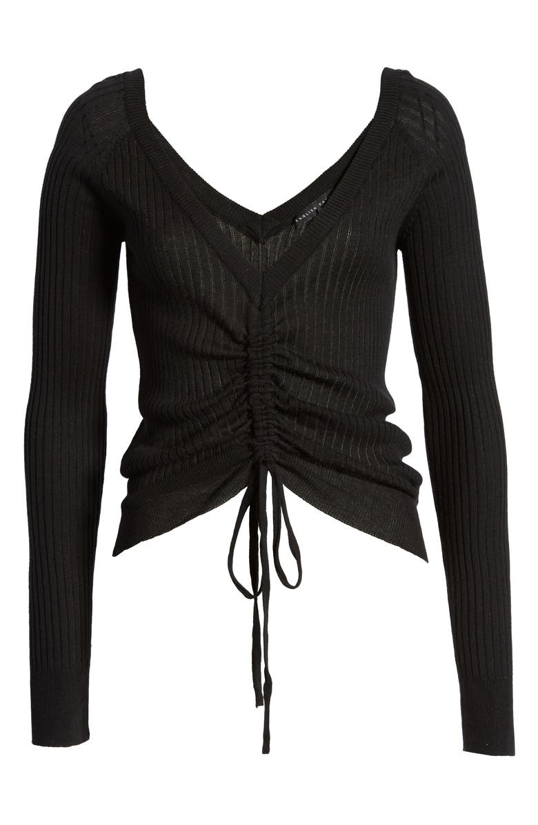 English Factory Ruched Drawstring Sweater, Alternate, color,