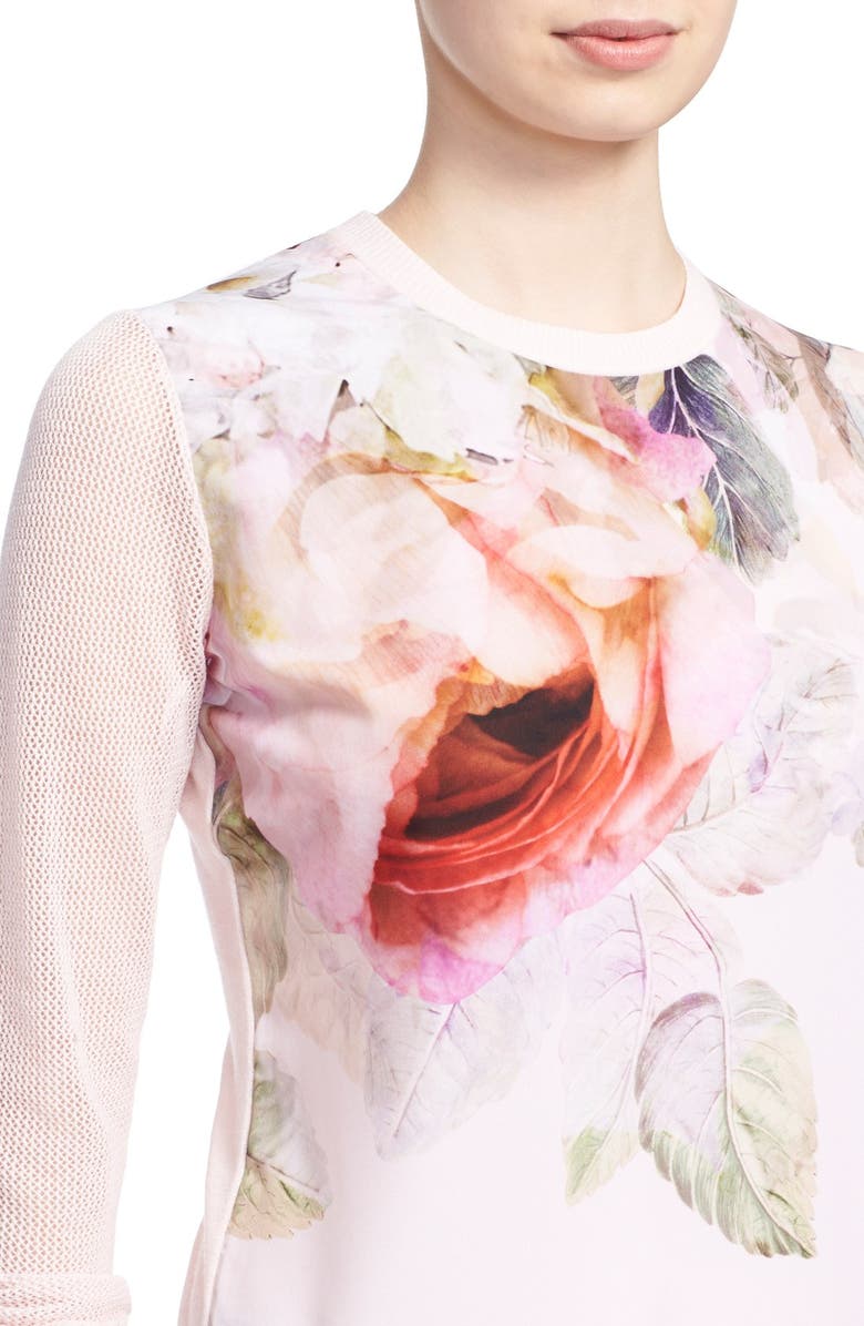 Ted Baker London 'Indiah' Print Front Crewneck Sweater, Alternate, color,