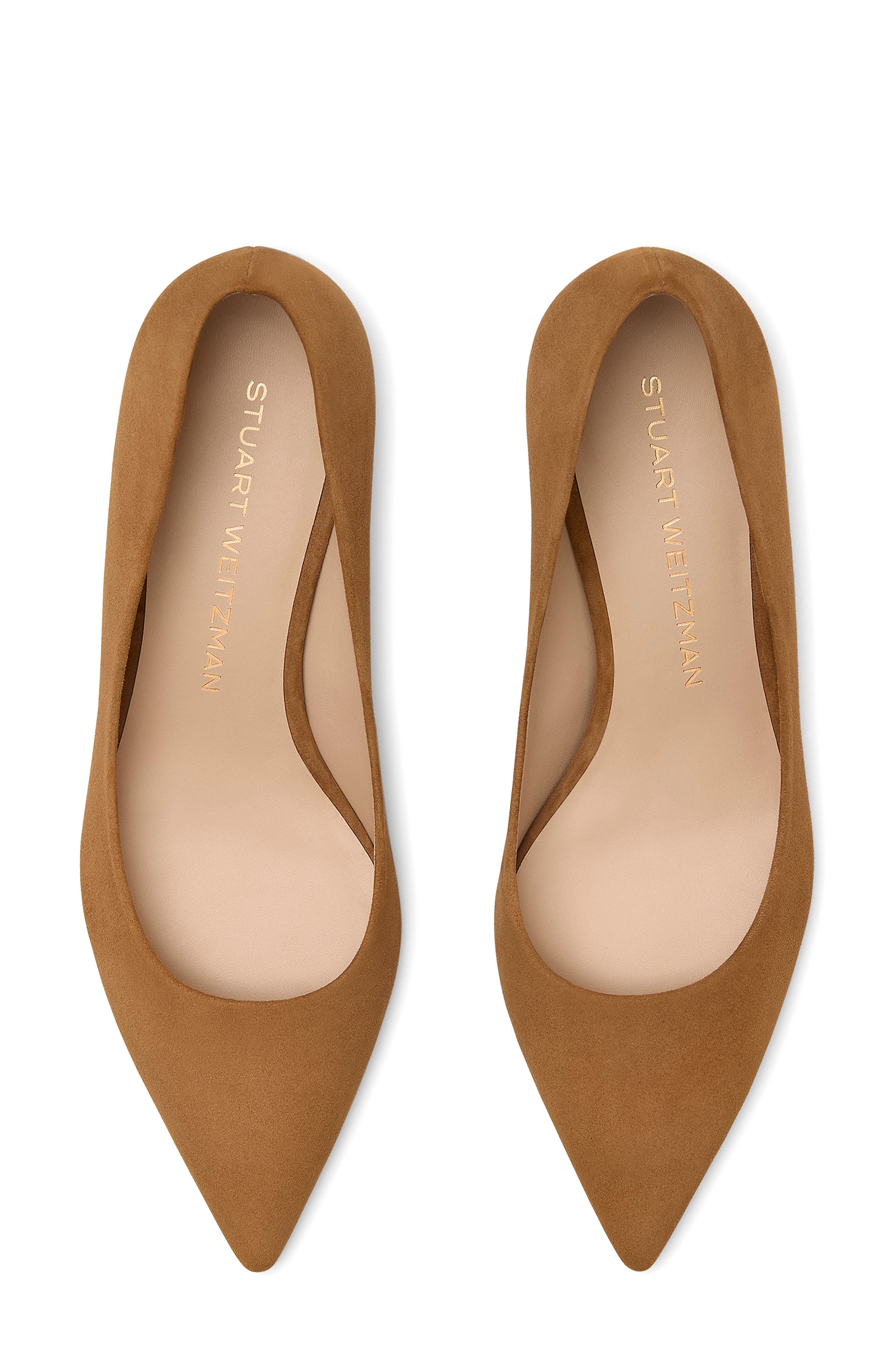 Stuart Weitzman Power Pointed Toe Kitten Heel Pump, Alternate, color, Toasted Almond