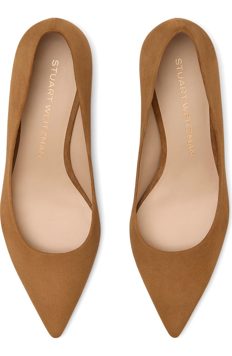 Stuart Weitzman Power Pointed Toe Kitten Heel Pump, Alternate, color, Toasted Almond