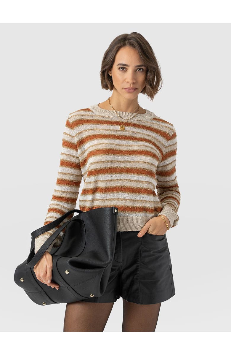 Saint + Sofia Fearne Knit Long Sleeve Tee, Alternate, color, Rust Stripe