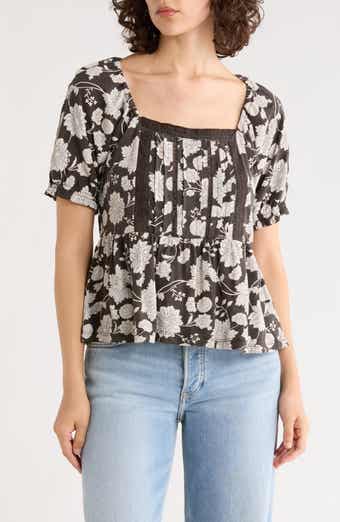 Short Sleeve Pintuck Trim Top