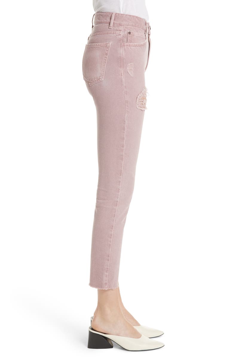 SANDRO Ripped Raw Edge Jeans, Alternate, color, Rose