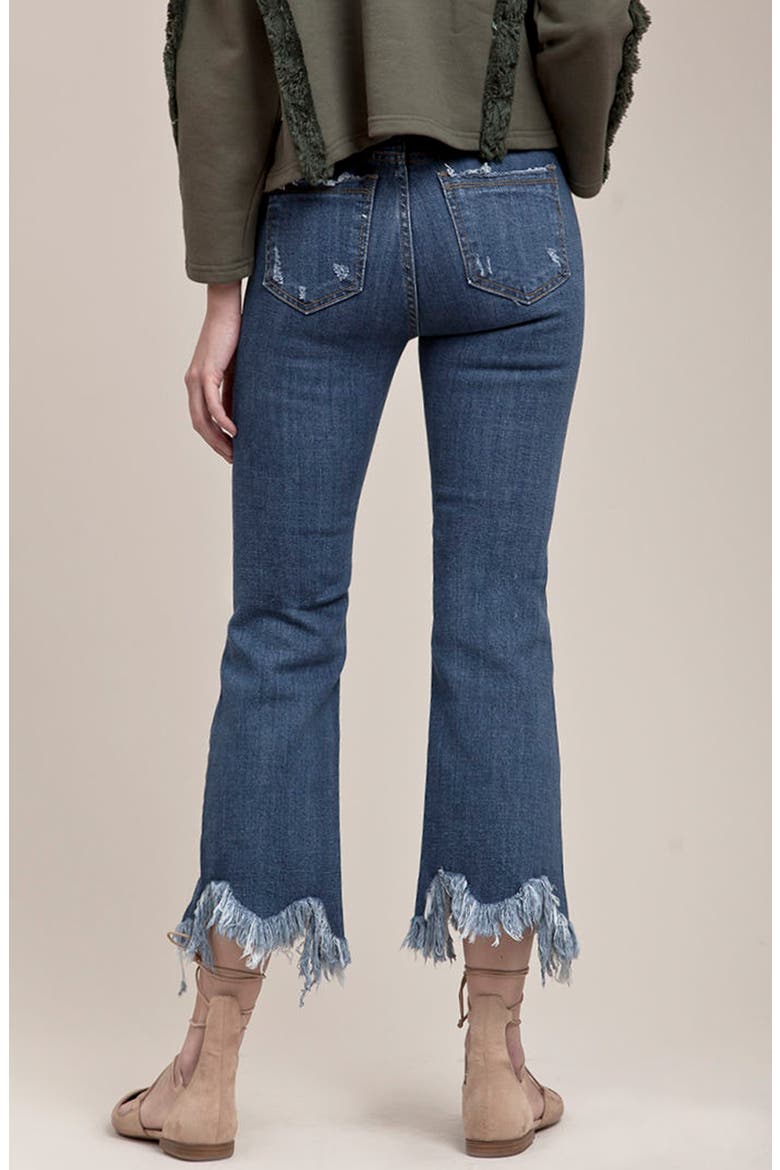 Frayed Hem High Rise Crop Jeans, Alternate, color, INDIGO