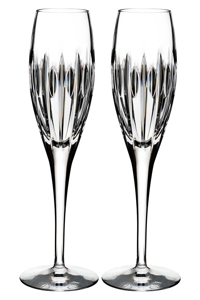 Mara Set of 2 Lead Crystal Champagne Flutes, Main, color, NO COLOR