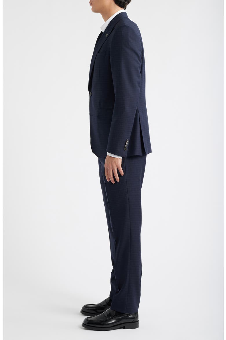 Engel Navy Microcheck Peak Lapel Wool Suit, Alternate, color, NAVY