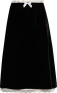 Tanner Fletcher Gender Inclusive Celerie Lace Trim Velvet Slip Skirt