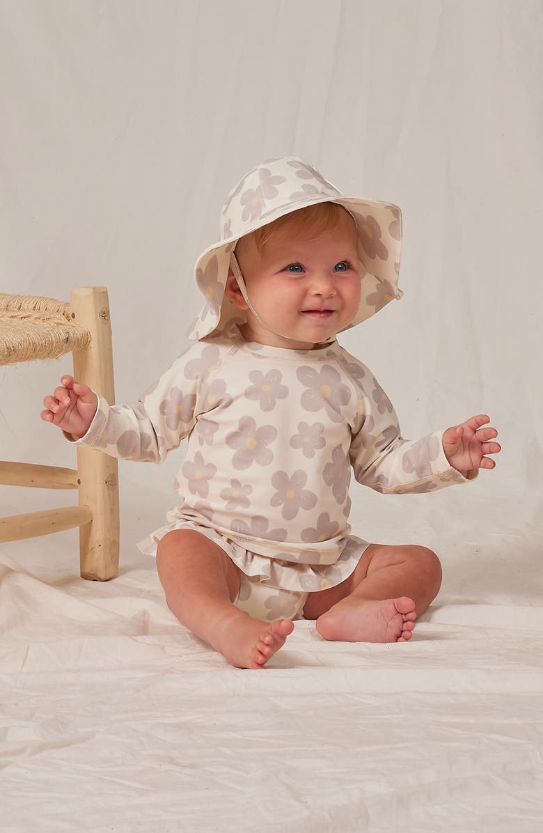 Rylee + Cru Long Sleeve Two-Piece Rashguard Swimsuit, Alternate, color, 