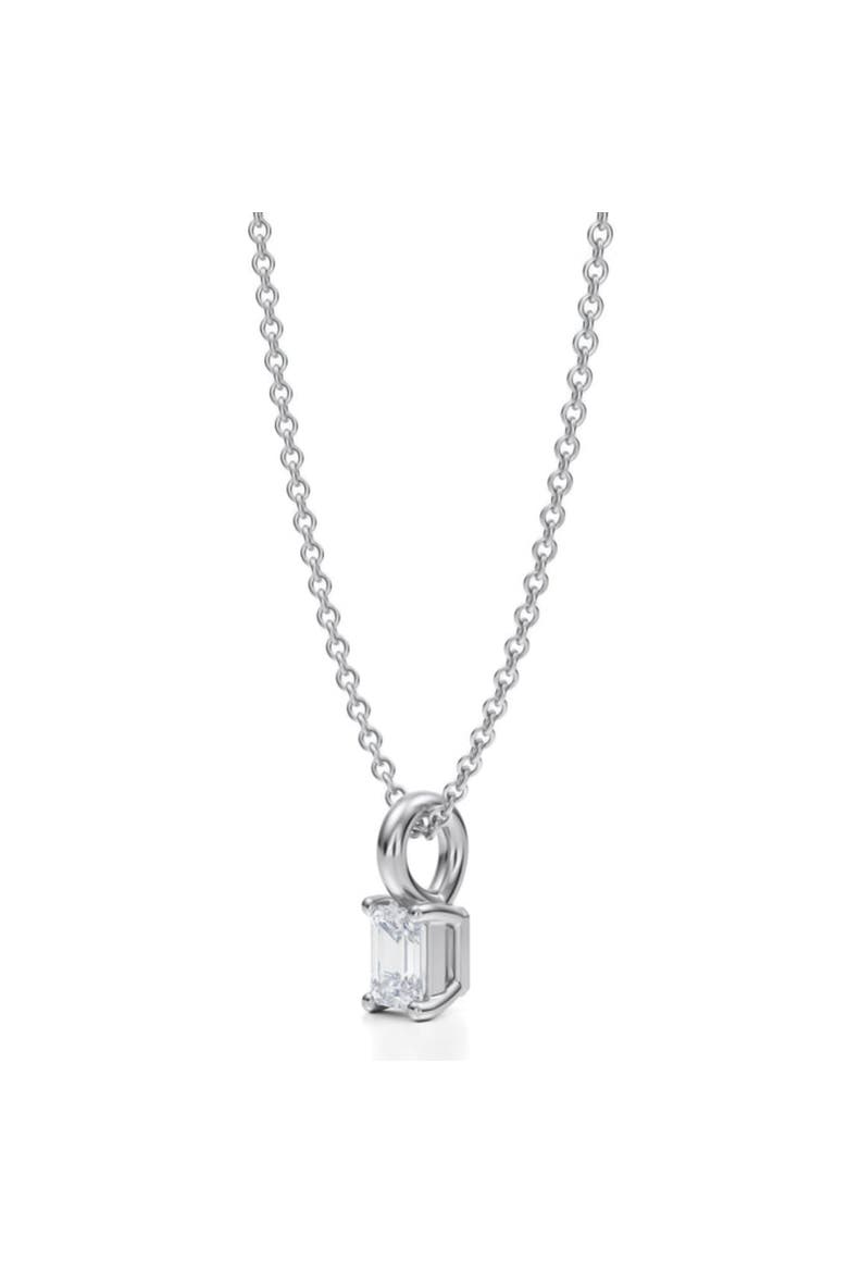 Emerald Solitaire Lab Diamond Pendant Necklace 14K White Gold, Alternate, color, White Gold