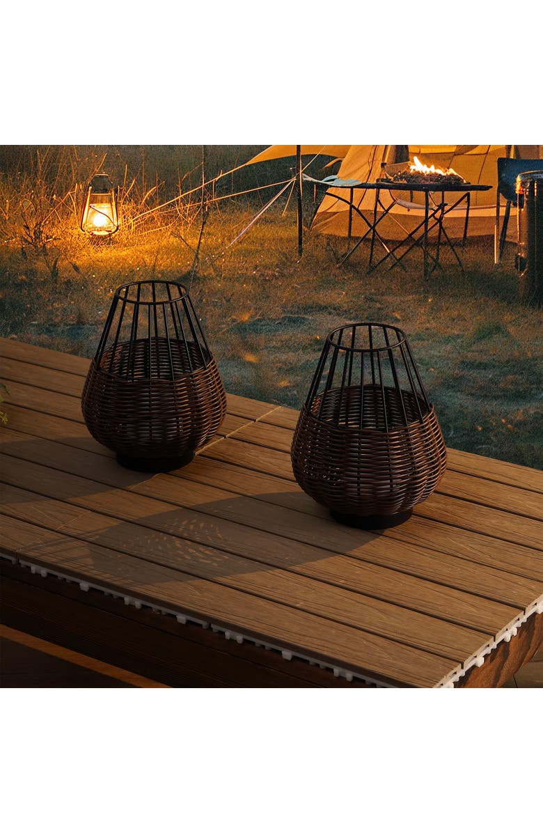 JONATHAN Y 10" Indoor/Outdoor Rechargeable/Cordless Dimmable LED Table Lamp, Alternate, color, Dark Brown Black