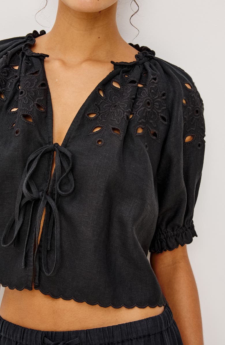 Rails Lizbeth Eyelet Linen Top, Alternate, color, Black