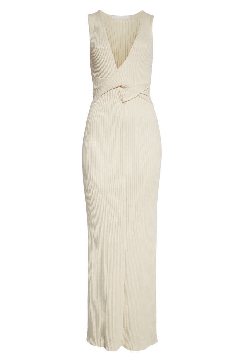 Enes Twist Front Ribbed Cotton Dress, Alternate, color, NATURAL