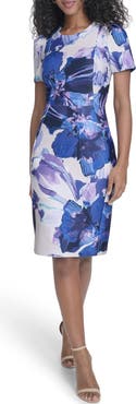Calvin Klein Floral Short Sleeve Sheath Dress