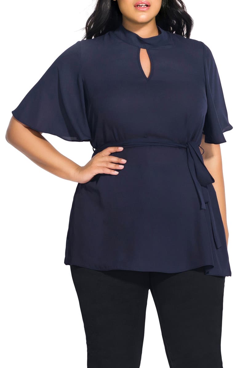 City Chic Tie Waist Tunic, Main, color, 