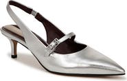Franco Sarto Khloe Slingback Mary Jane Pointed Toe Kitten Heel Pump