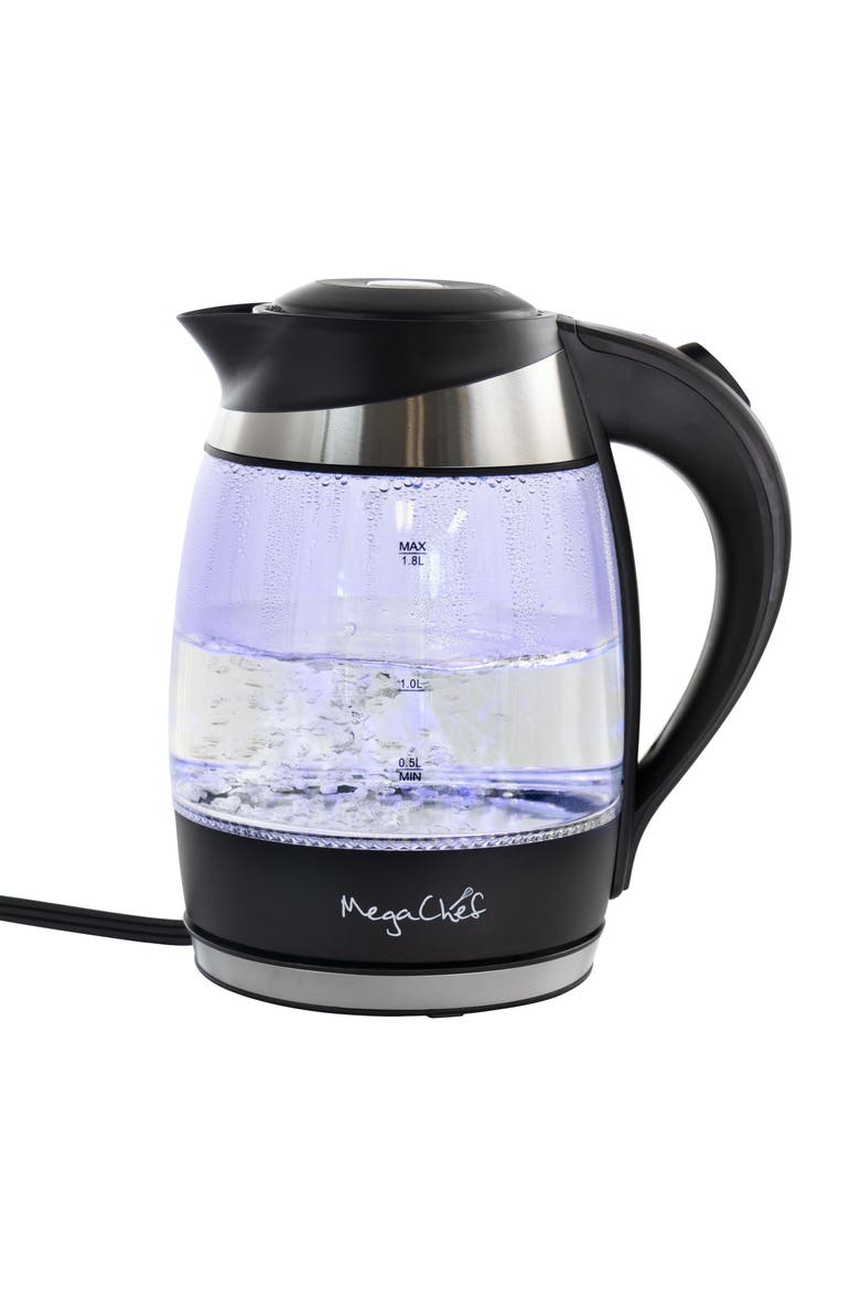 1.8Lt. Glass and Stainless Steel Electric Tea Kettle, Main, color, Grey
