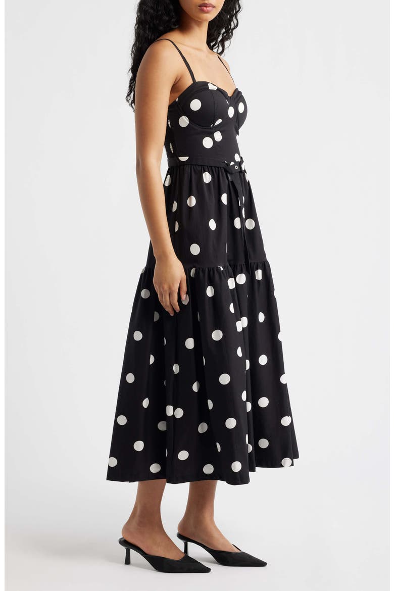 Belted Corset Midi Sundress, Alternate, color, BLACK/ WHITE