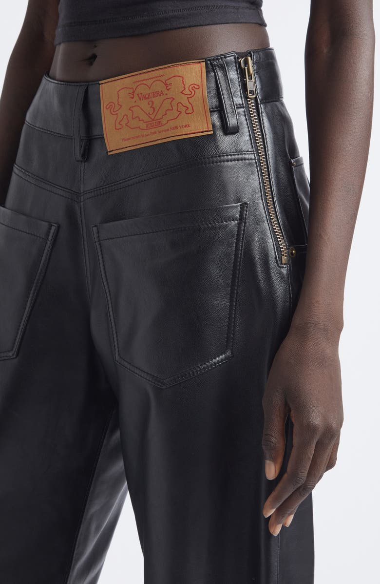 Vaquera Backwards Leather Pants, Alternate, color, Black