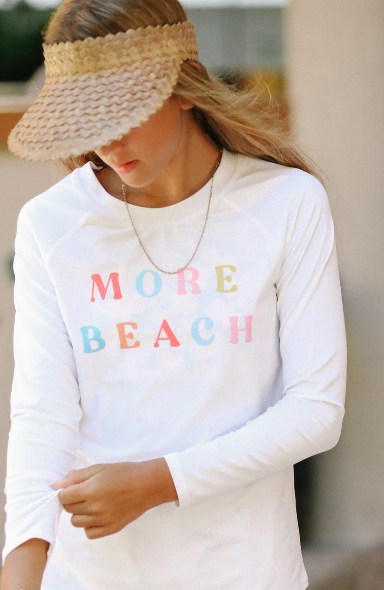 Feather 4 Arrow Kids' More Beach Graphic Rashguard, Alternate, color, White