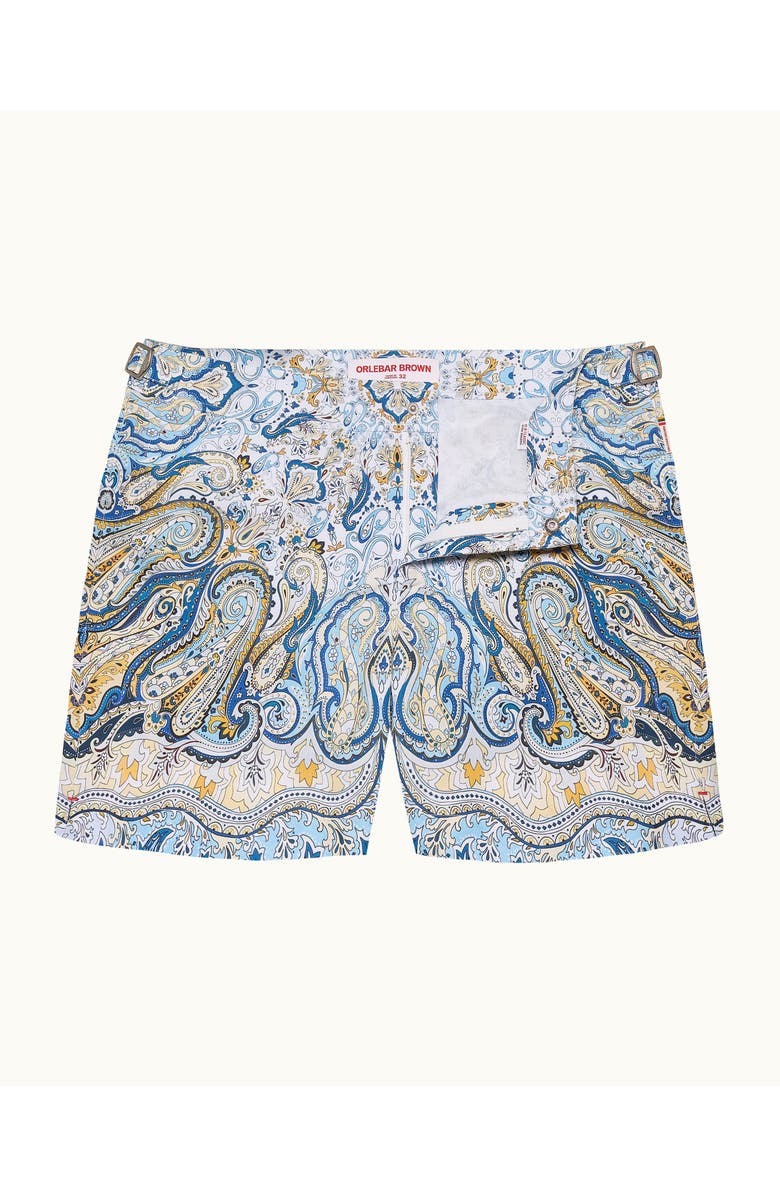 Orlebar Brown Bulldog Mid-Length Classic Fit Swim Shorts With Fairground Print, Main, color, Multi/Blue