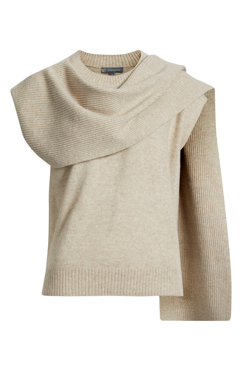 Wit & Wisdom Scarf Sweater, Alternate, color, Heather Oatmeal