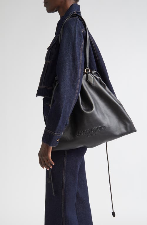 Jimmy Choo Large Drawstring Leather Tote Bag