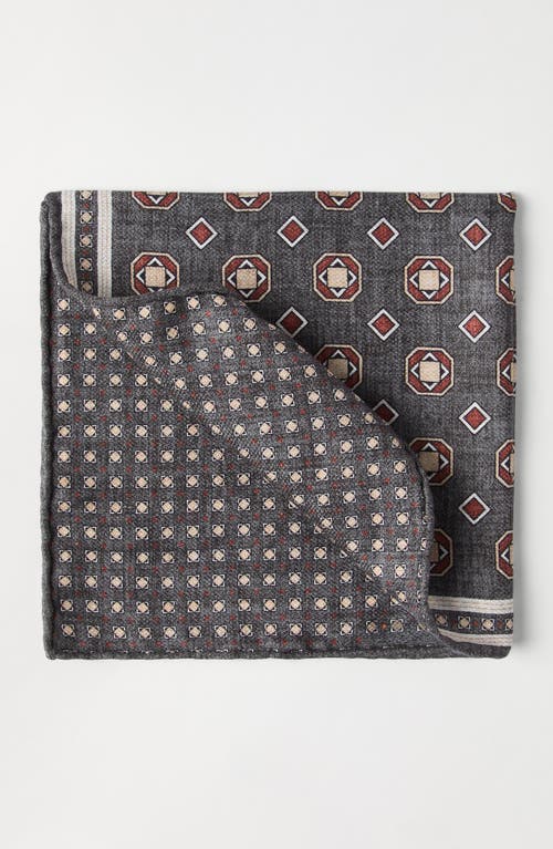 Brunello Cucinelli Double Face Silk Pocket Square In Gray
